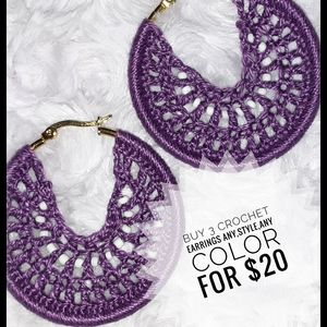 limited offer buy 3 crochet earrings fo $20